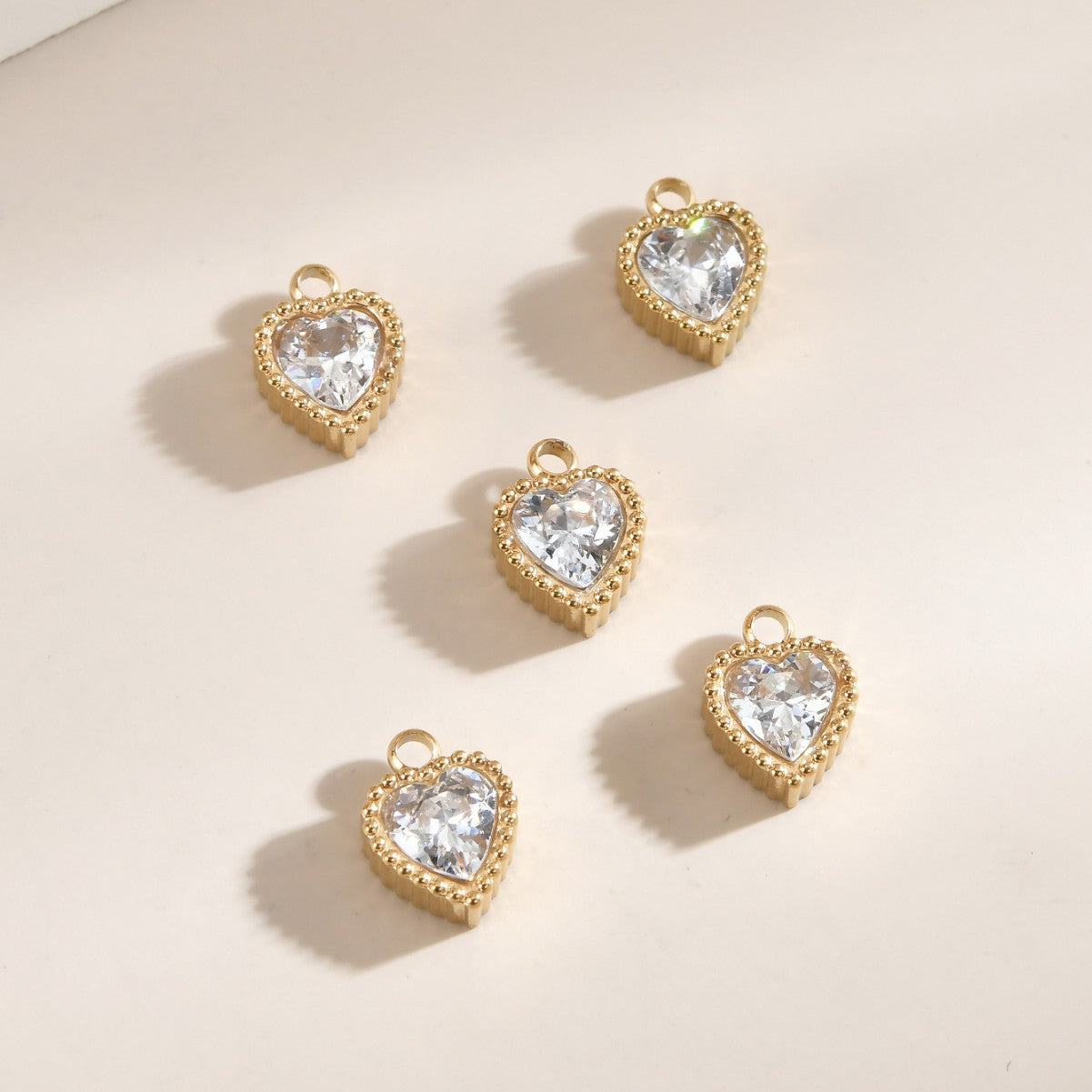 Gold Electroplated Metal Quadrilateral Pendant With Zircon Inlay, Jewelry Accessories