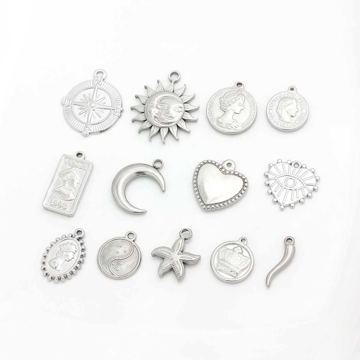 Moon Pendant In Titanium Steel, 1 PCS Package, Casual Style Jewelry Accessory
