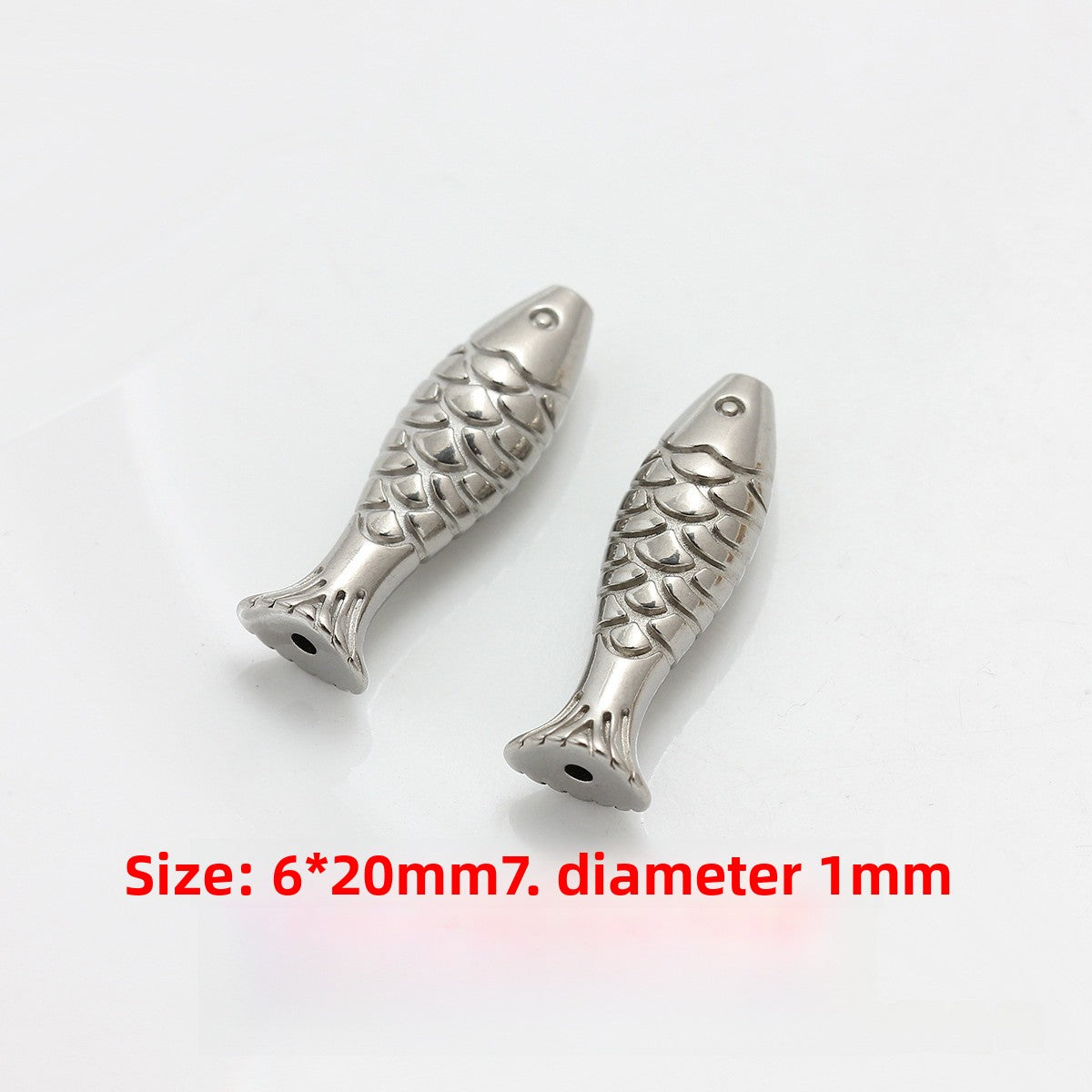 Handmade Fish Beads Jewelry Accessory In Titanium Steel With 18K Real Gold Plated PVD Coating, 1 PCS Package