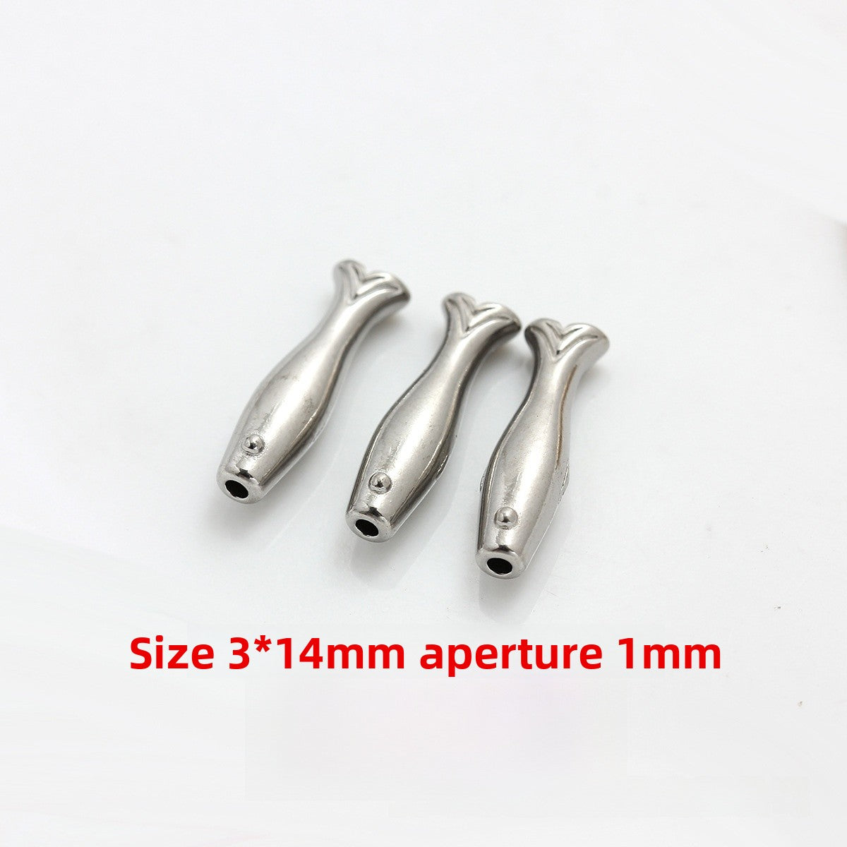 Handmade Fish Beads Jewelry Accessory In Titanium Steel With 18K Real Gold Plated PVD Coating, 1 PCS Package