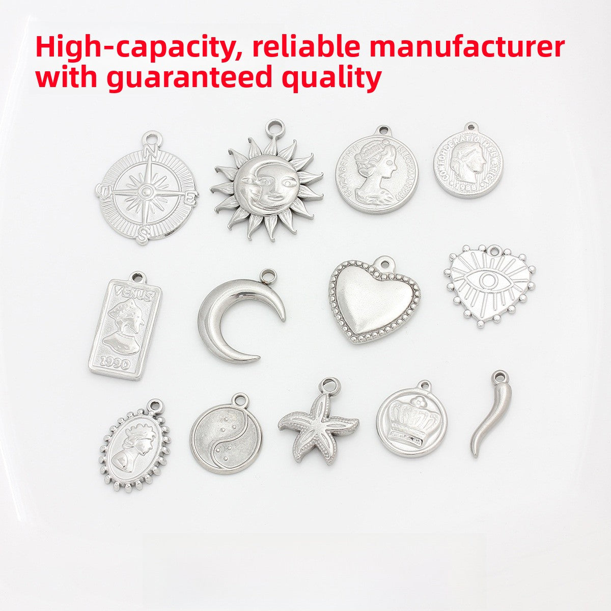 Moon Pendant In Titanium Steel, 1 PCS Package, Casual Style Jewelry Accessory
