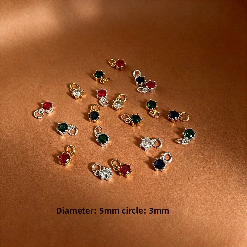 Gold Copper Circle Pendant With 5mm Diameter Featuring Claw Setting And Zircon Inlay For Jewelry Making