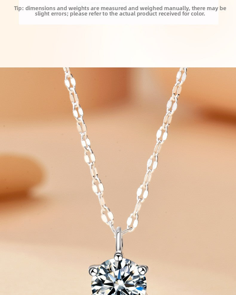 New Style Hexagon Pendant Necklace For Women In 925 Sterling Silver With Claw Setting And Zircon, Featuring Coffee Bean Chain