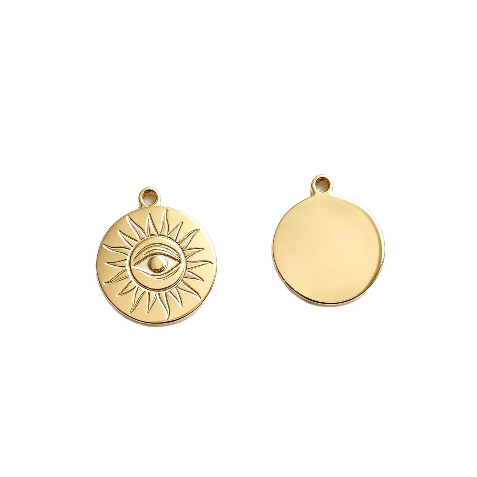 Devil's Eye Titanium Steel Pendant With Electroplated Finish In Retro Style, Gold Jewelry Accessory