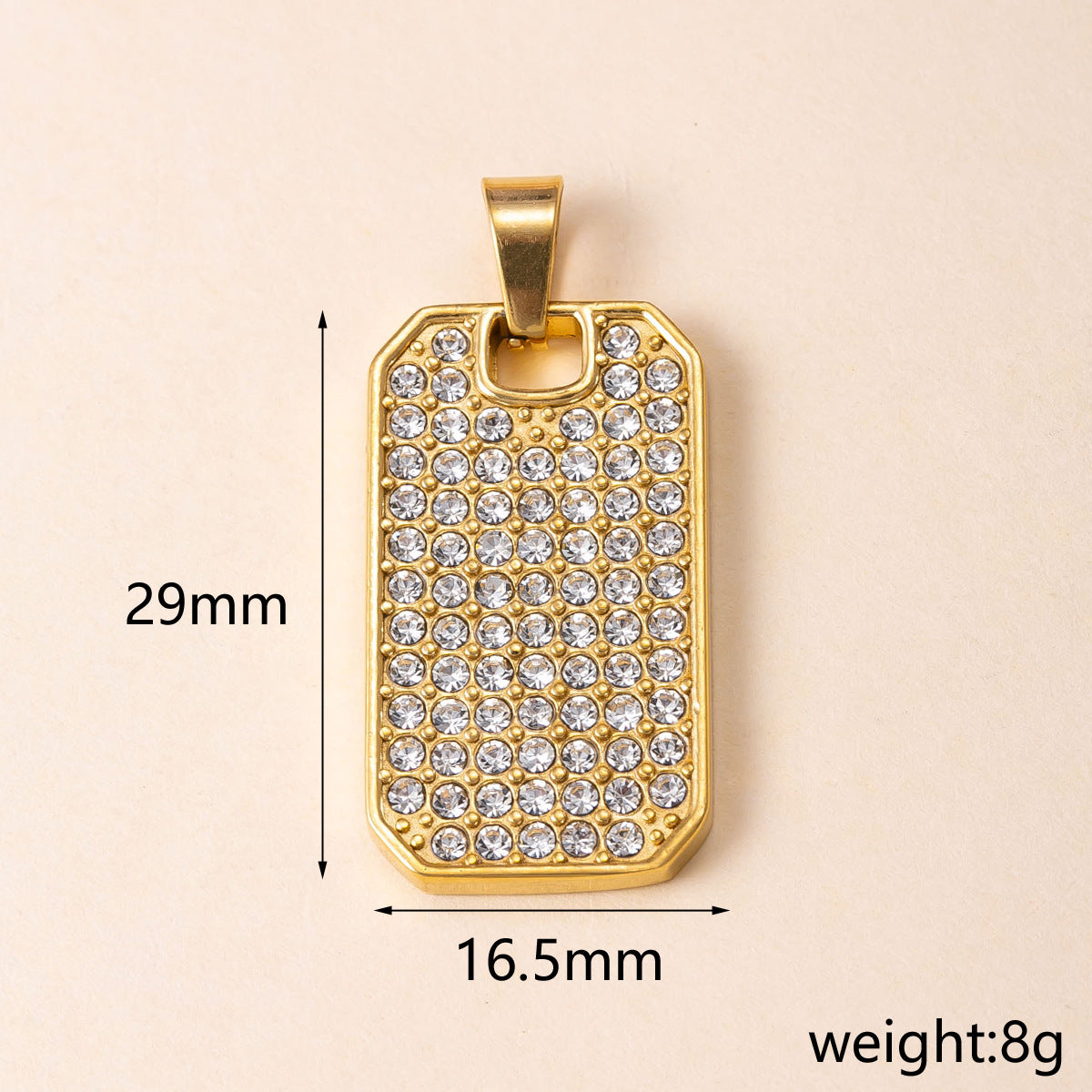 Geometric Pendant For Women In 304 Stainless Steel With 18K Real Gold Plated PVD Coating, Waterproof Non Tarnish, And Rhinestone Inlay