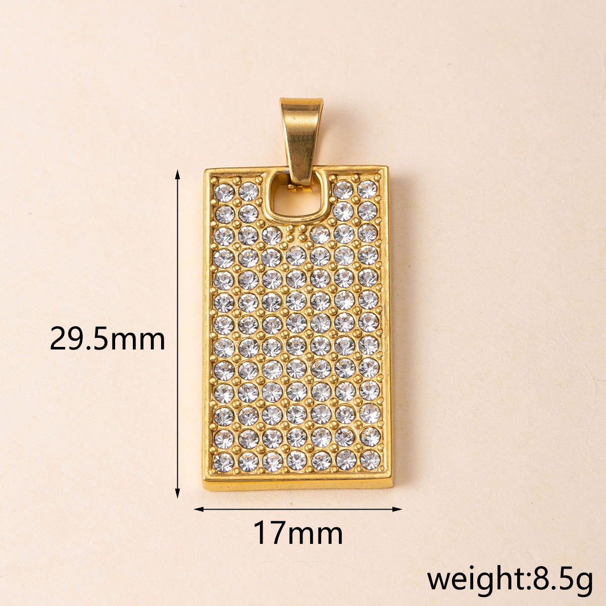 Geometric Pendant For Women In 304 Stainless Steel With 18K Real Gold Plated PVD Coating, Waterproof Non Tarnish, And Rhinestone Inlay