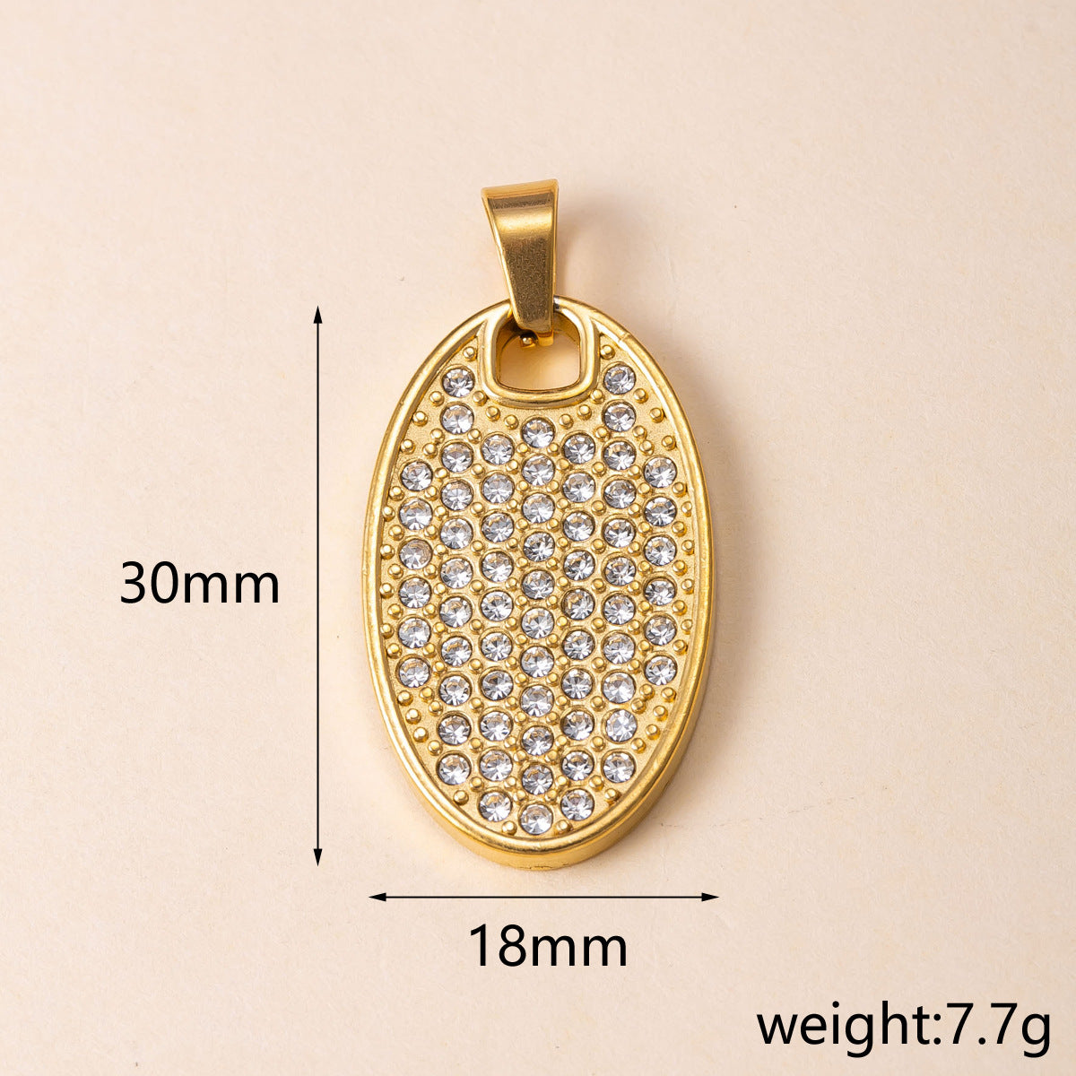 Geometric Pendant For Women In 304 Stainless Steel With 18K Real Gold Plated PVD Coating, Waterproof Non Tarnish, And Rhinestone Inlay