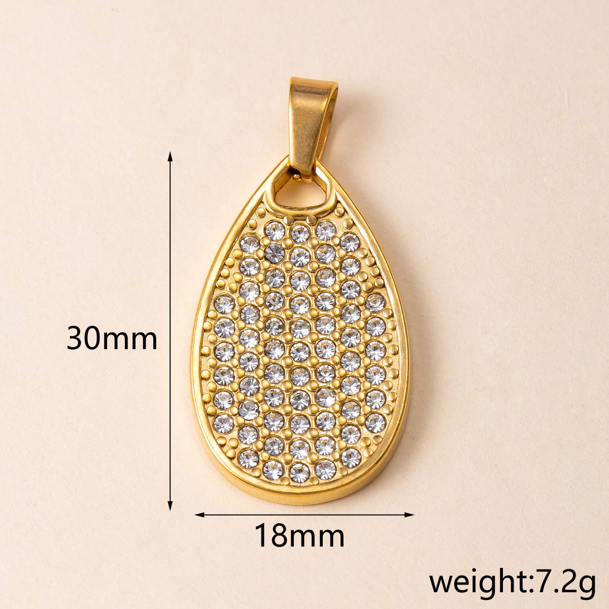 Geometric Pendant For Women In 304 Stainless Steel With 18K Real Gold Plated PVD Coating, Waterproof Non Tarnish, And Rhinestone Inlay