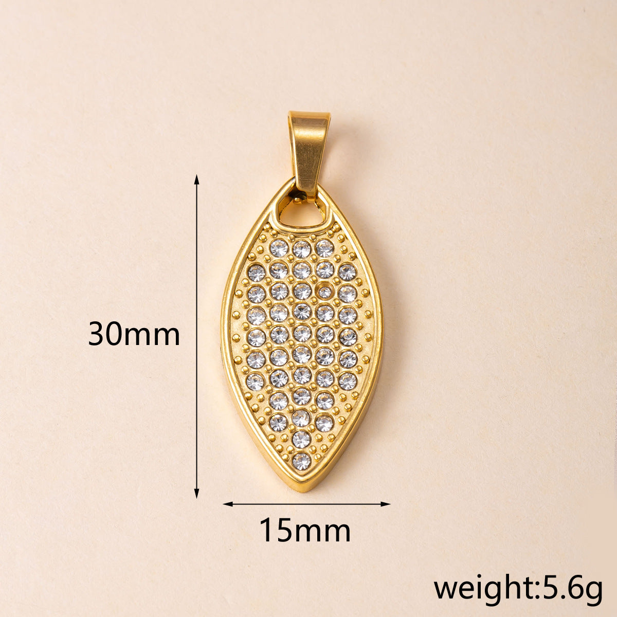 Geometric Pendant For Women In 304 Stainless Steel With 18K Real Gold Plated PVD Coating, Waterproof Non Tarnish, And Rhinestone Inlay
