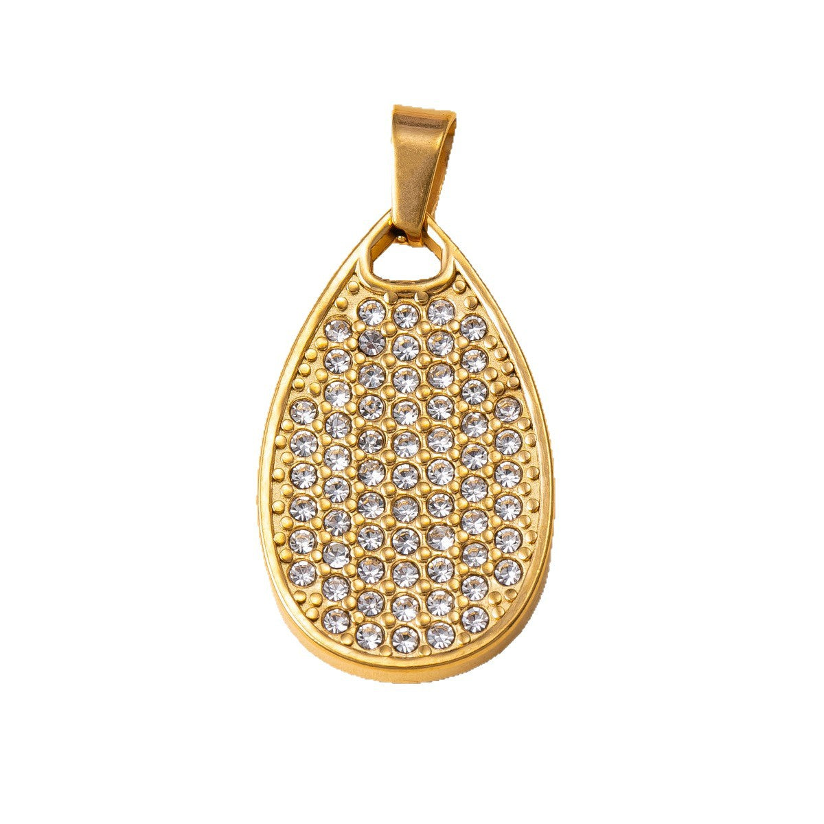 Geometric Pendant For Women In 304 Stainless Steel With 18K Real Gold Plated PVD Coating, Waterproof Non Tarnish, And Rhinestone Inlay