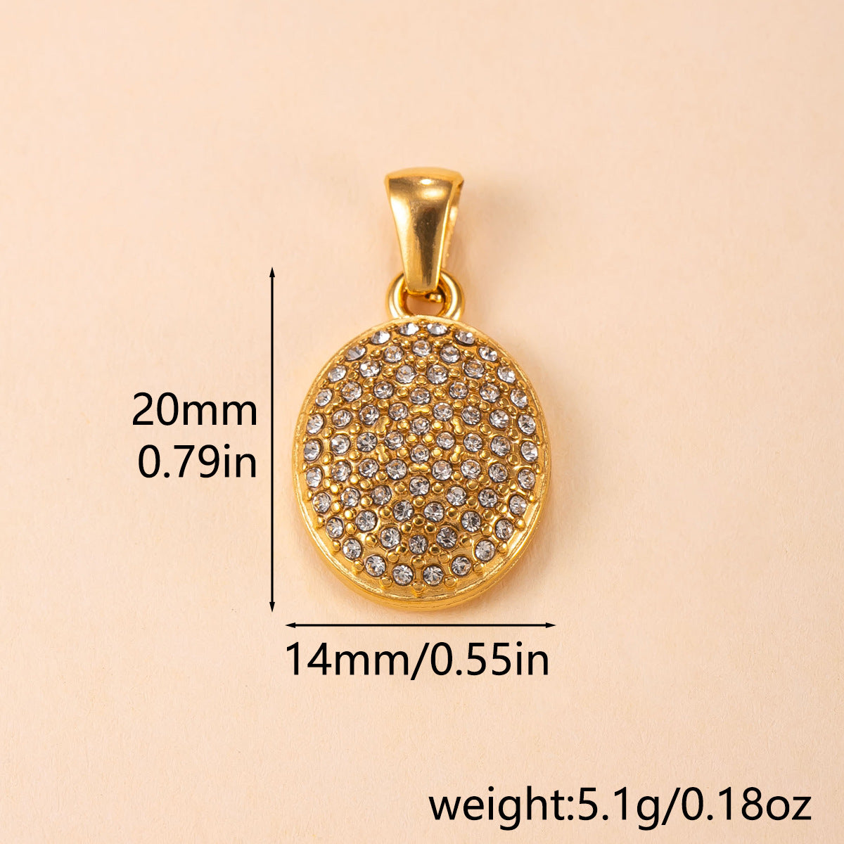 Heart Shape Pendant For Women In 304 Stainless Steel With PVD Coated Gold Plating And Rhinestone Inlay