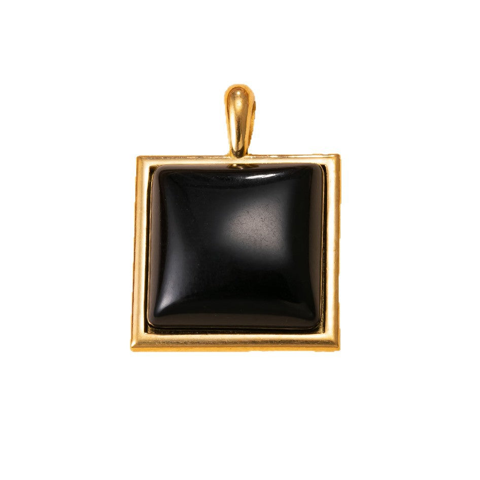 Geometric Pendant In 304 Stainless Steel With Red Agate Inlay And PVD Coated Gold Plating Process
