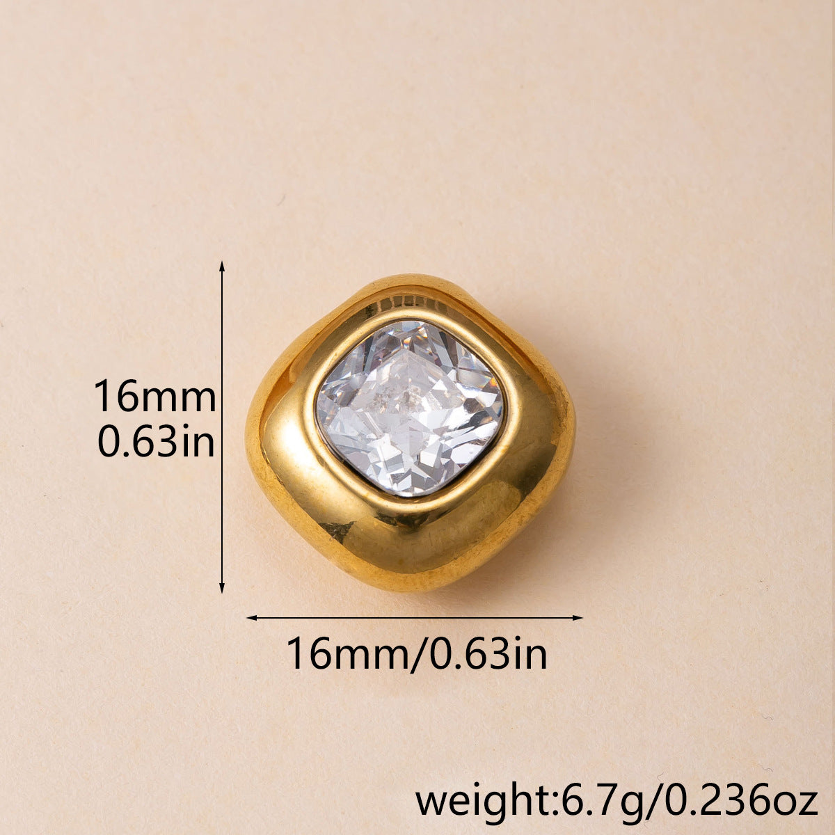 Geometric Pendant For Commute Jewelry In 304 Stainless Steel With Zircon Inlay, PVD Coated And Electroplated Finish