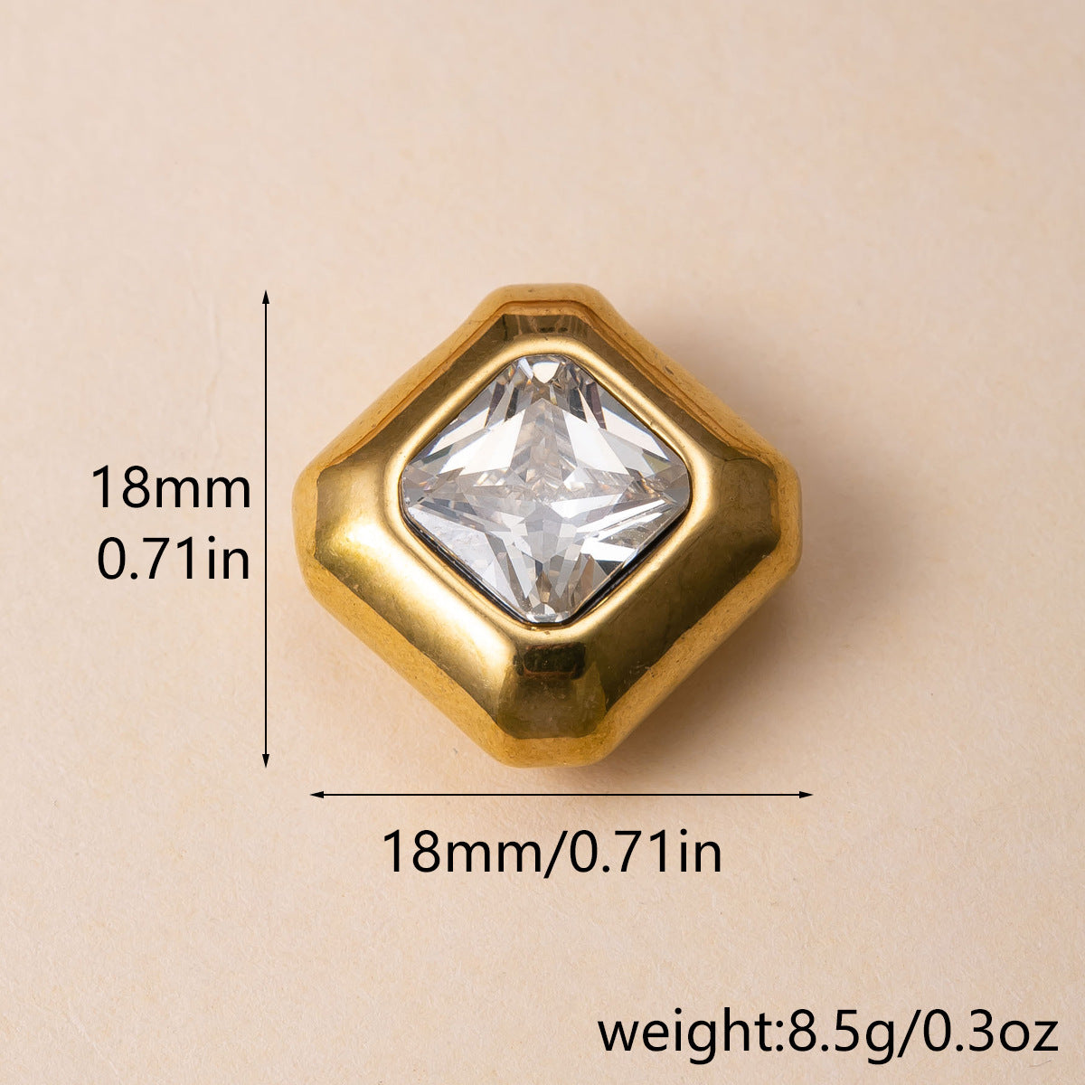 Geometric Pendant In 304 Stainless Steel With Zircon Inlay, Electroplated And PVD Coated Gold Plating Process Jewelry Accessory