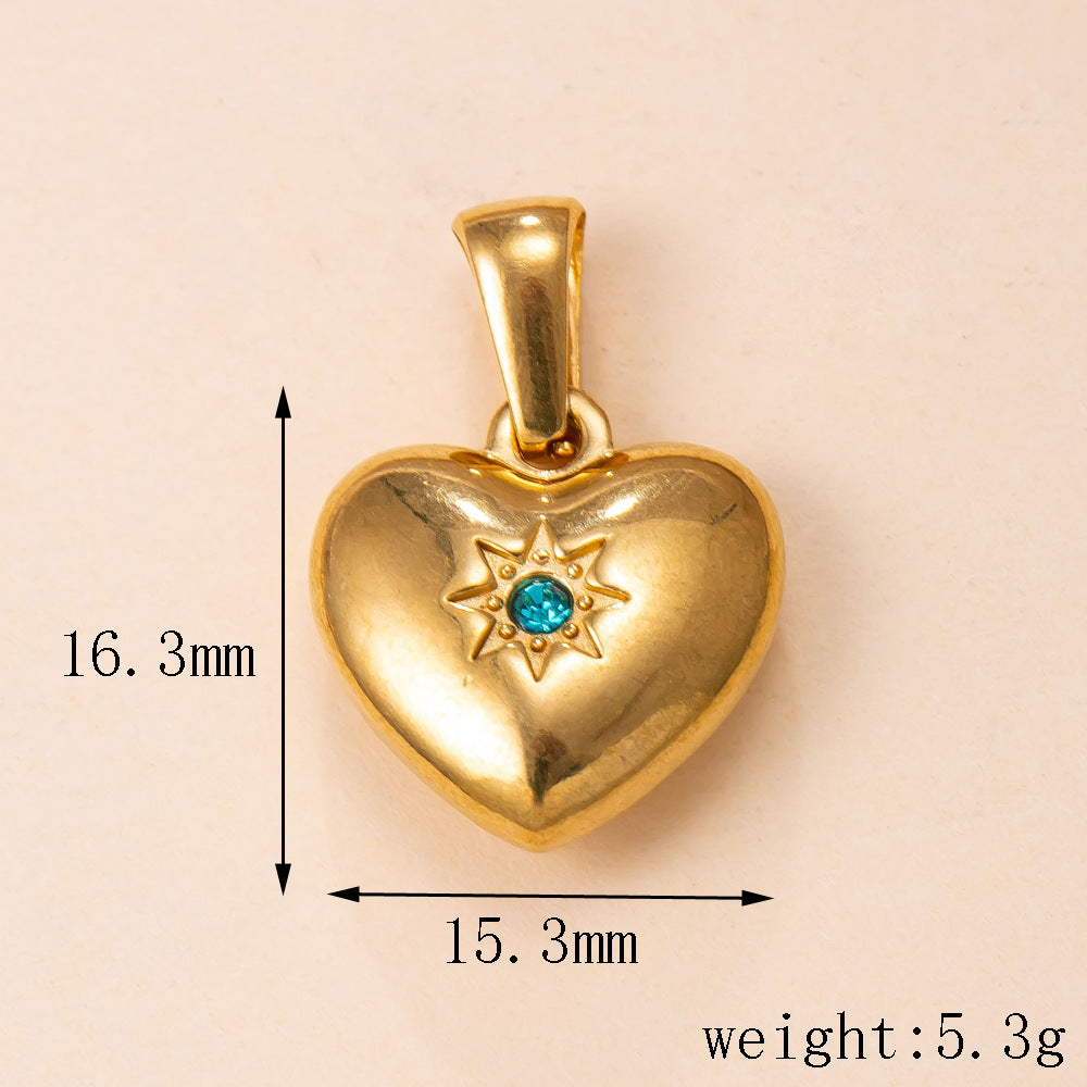 Heart Shape Pendant In 304 Stainless Steel With Electroplated 18K Real Gold PVD Coating, Multicolor Jewelry Accessories