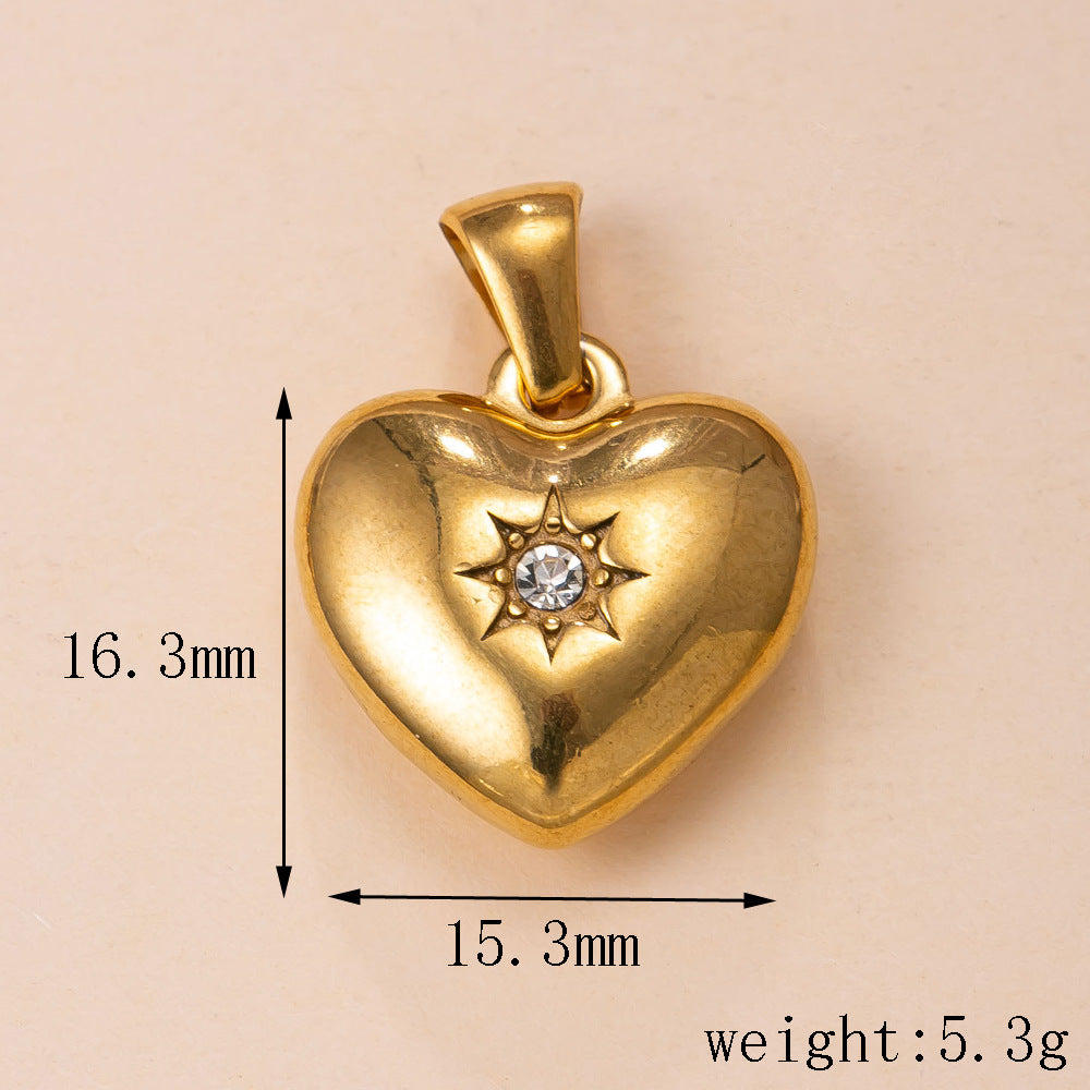 Heart Shape Pendant In 304 Stainless Steel With Electroplated 18K Real Gold PVD Coating, Multicolor Jewelry Accessories