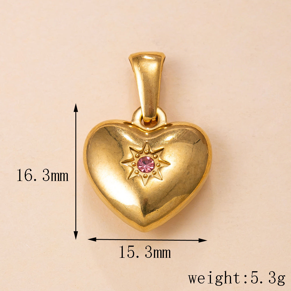 Heart Shape Pendant In 304 Stainless Steel With Electroplated 18K Real Gold PVD Coating, Multicolor Jewelry Accessories