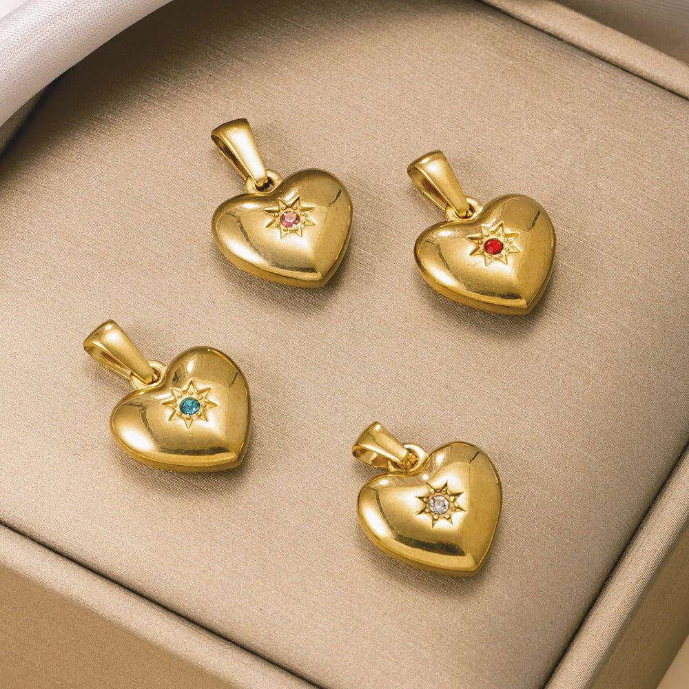 Heart Shape Pendant In 304 Stainless Steel With Electroplated 18K Real Gold PVD Coating, Multicolor Jewelry Accessories