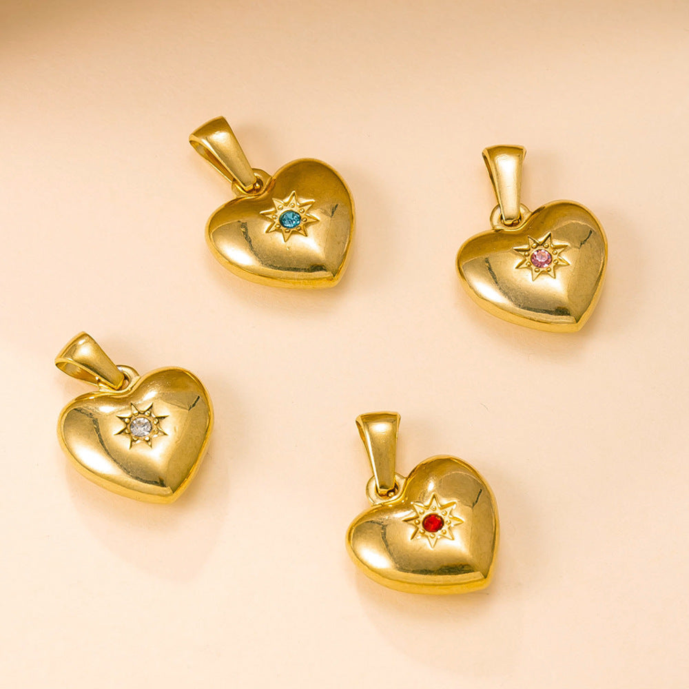 Heart Shape Pendant In 304 Stainless Steel With Electroplated 18K Real Gold PVD Coating, Multicolor Jewelry Accessories