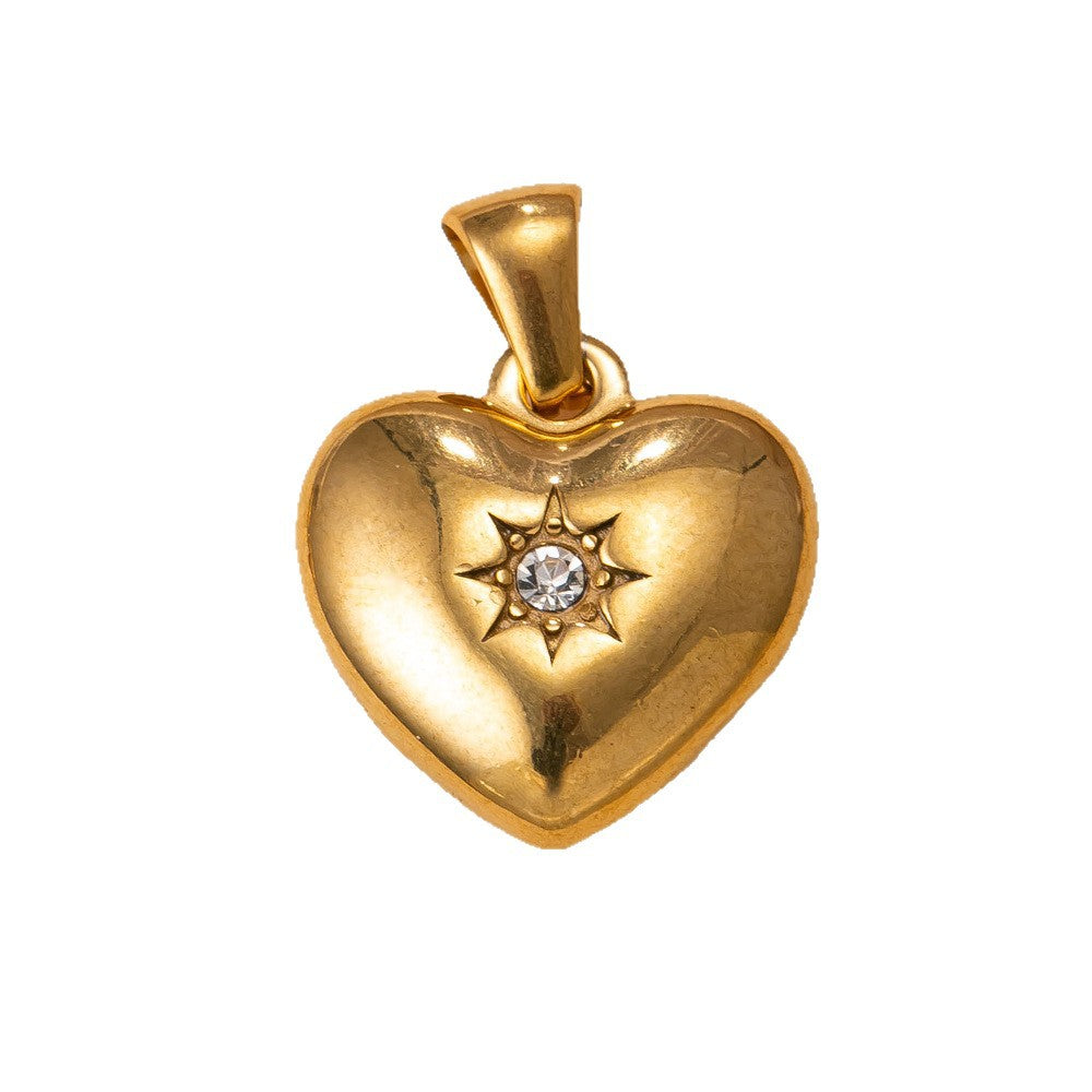 Heart Shape Pendant In 304 Stainless Steel With Electroplated 18K Real Gold PVD Coating, Multicolor Jewelry Accessories