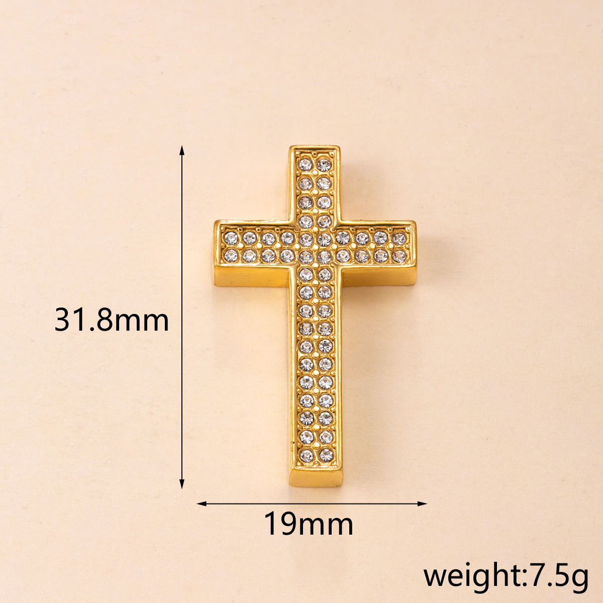 Maillard Style Cross Pendant In Titanium Steel With PVD Coated Gold Plating, Perfect For Daily Wear
