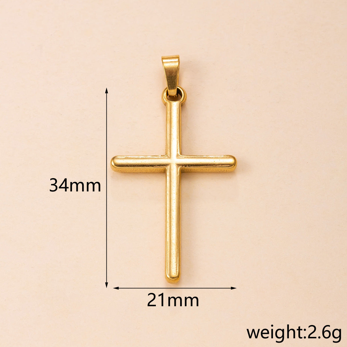 Maillard Style Cross Pendant In Titanium Steel With PVD Coated Gold Plating, Perfect For Daily Wear