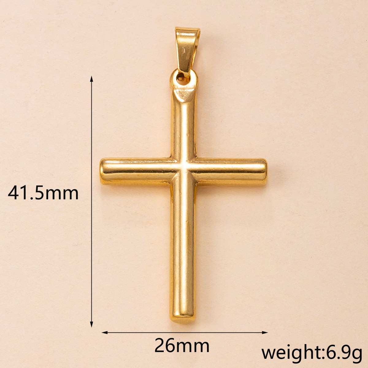 Maillard Style Cross Pendant In Titanium Steel With PVD Coated Gold Plating, Perfect For Daily Wear