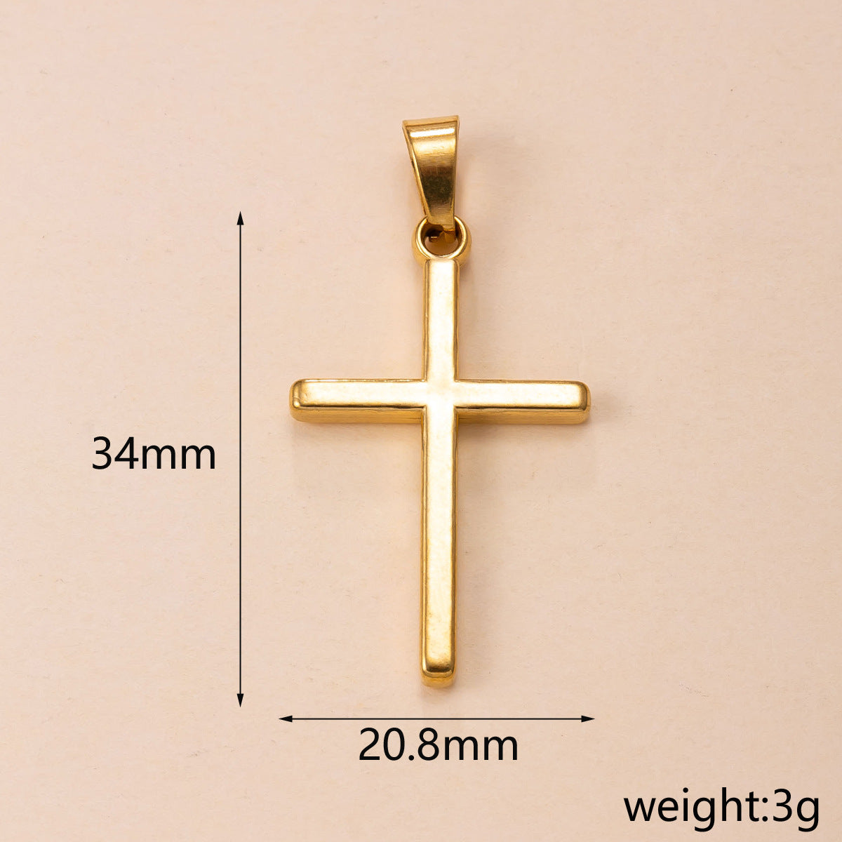 Maillard Style Cross Pendant In Titanium Steel With PVD Coated Gold Plating, Perfect For Daily Wear