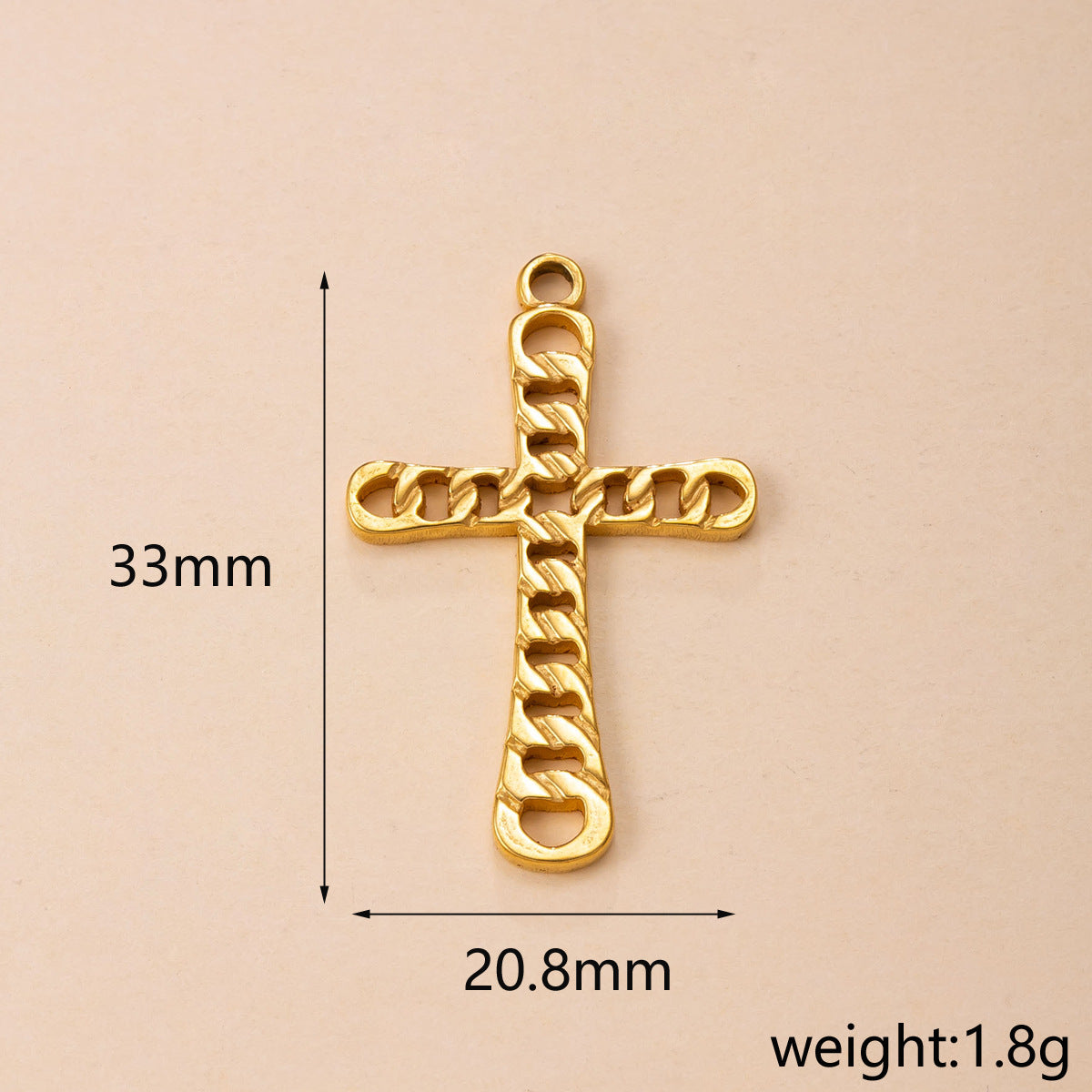 Maillard Style Cross Pendant In Titanium Steel With PVD Coated Gold Plating, Perfect For Daily Wear