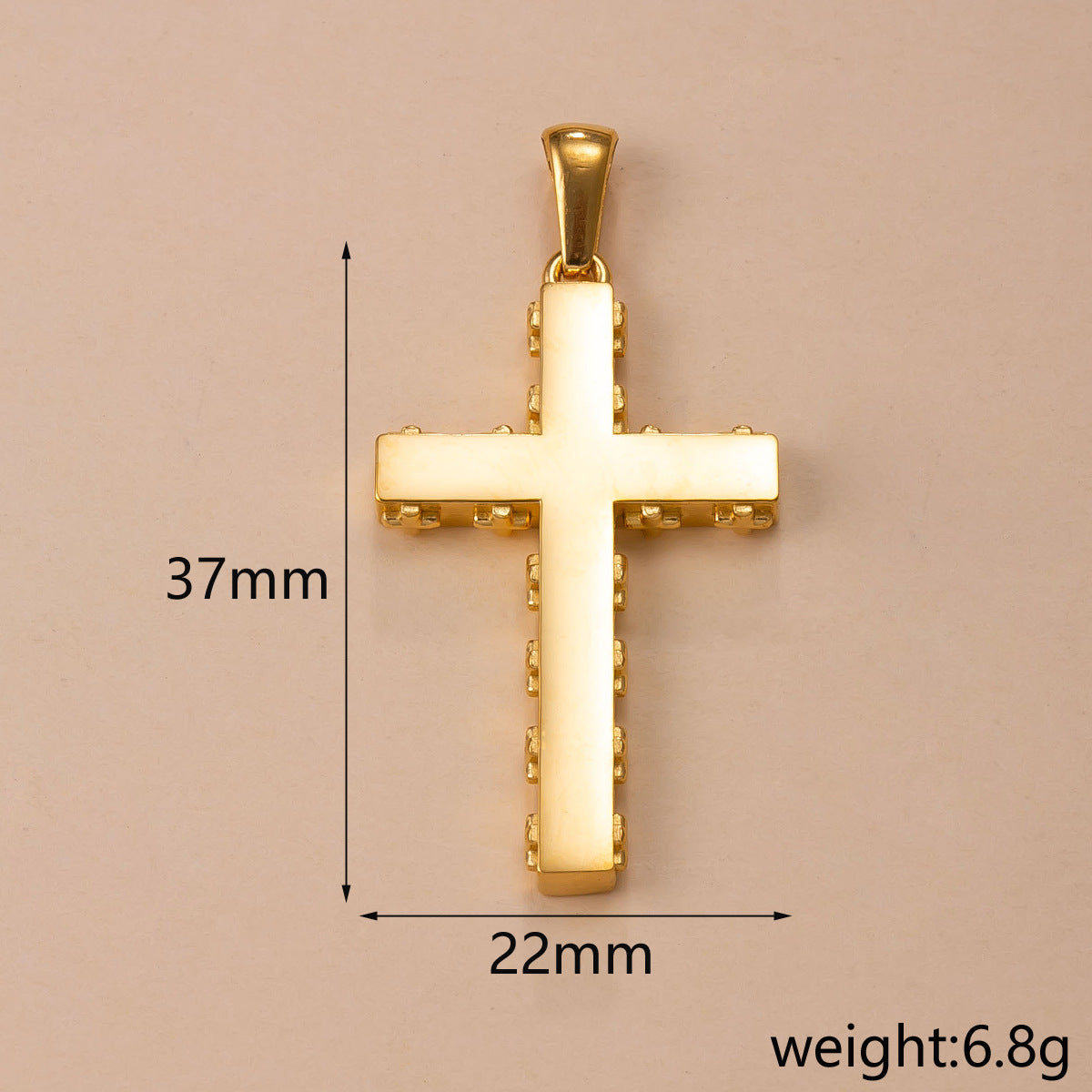 Maillard Style Cross Pendant In Titanium Steel With PVD Coated Gold Plating, Perfect For Daily Wear
