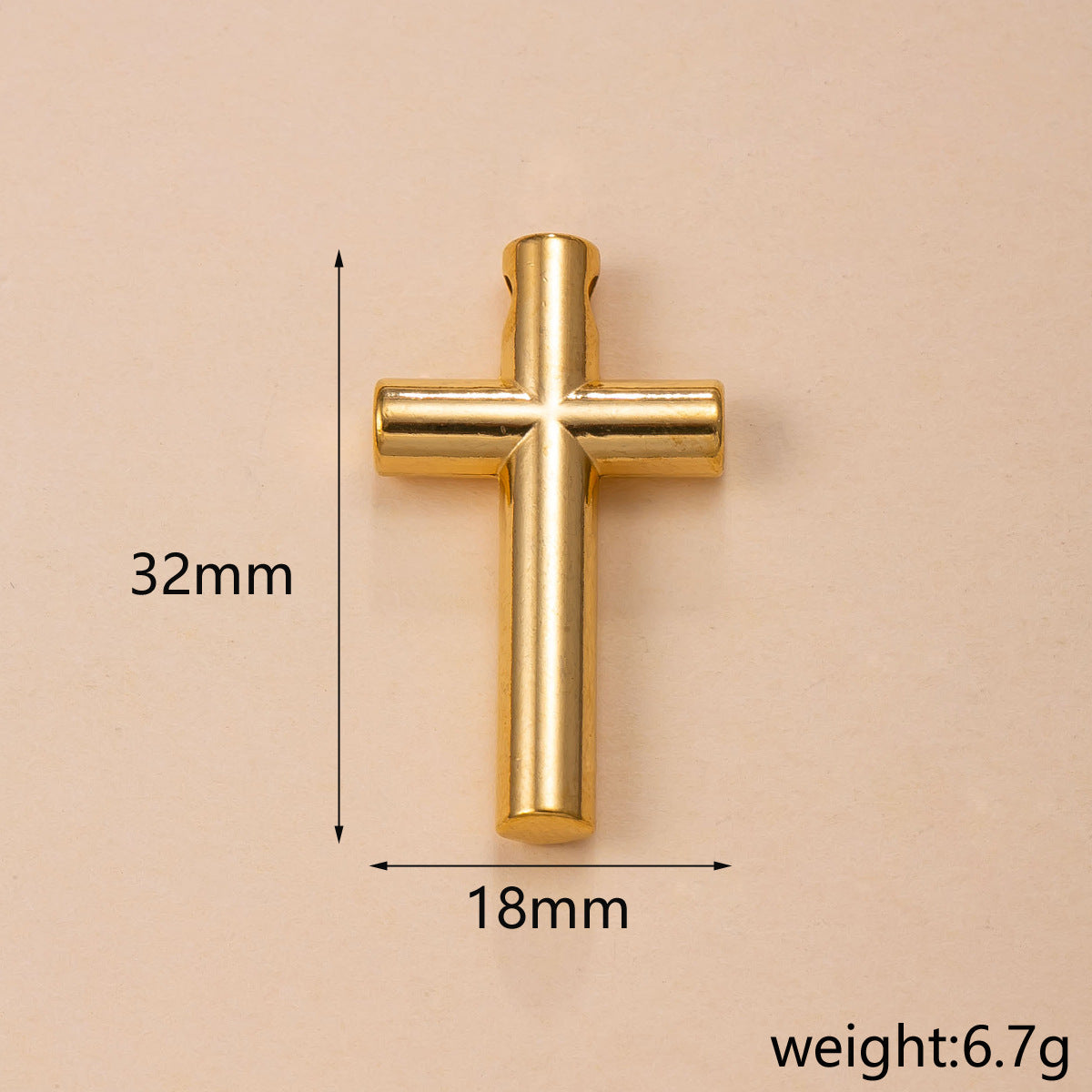 Maillard Style Cross Pendant In Titanium Steel With PVD Coated Gold Plating, Perfect For Daily Wear