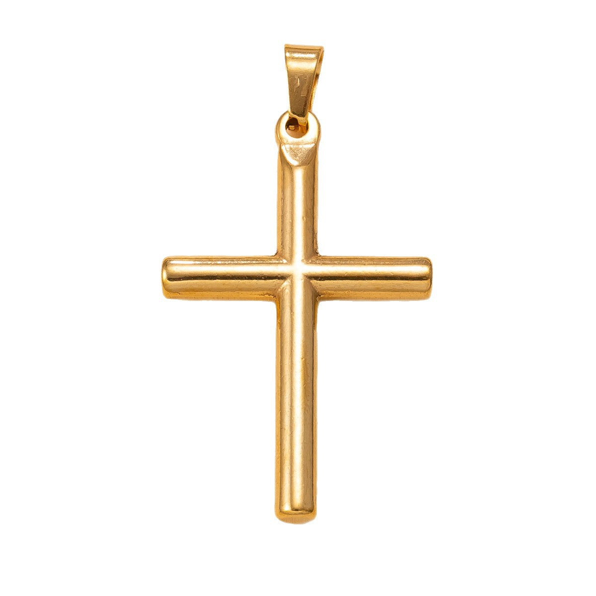 Maillard Style Cross Pendant In Titanium Steel With PVD Coated Gold Plating, Perfect For Daily Wear