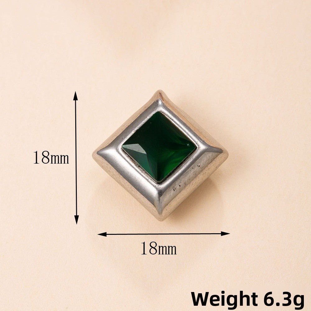 Geometric Pendant In 304 Stainless Steel With 18K Real Gold Plated PVD Coating And Zircon Inlay, Electroplated Finish