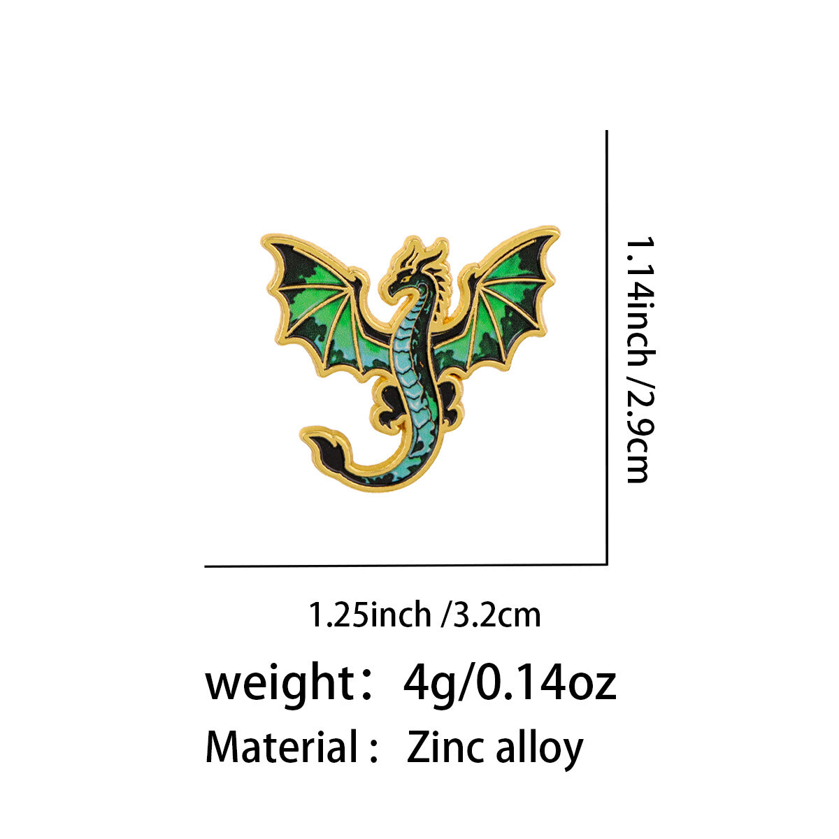 Dragon Pin Made Of Zinc Alloy With Electroplated Finish