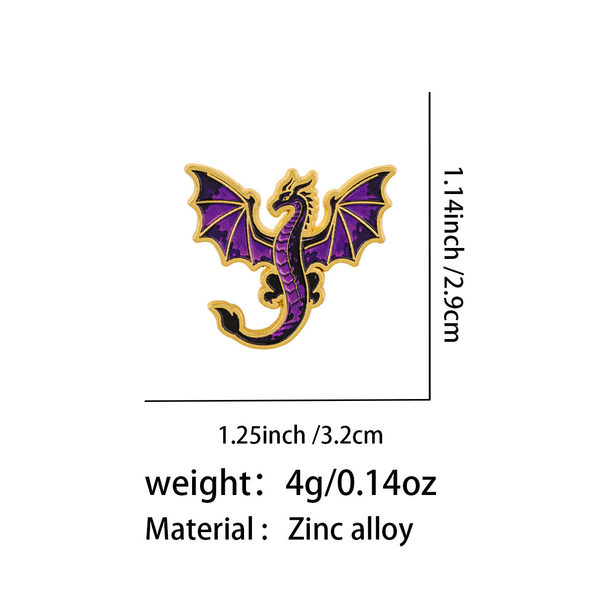 Dragon Pin Made Of Zinc Alloy With Electroplated Finish