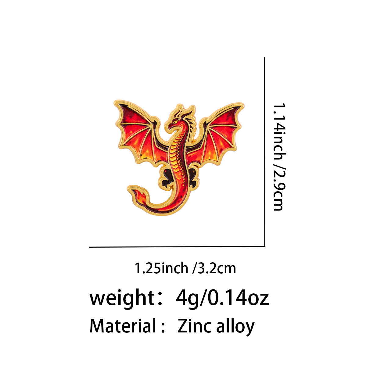 Dragon Pin Made Of Zinc Alloy With Electroplated Finish