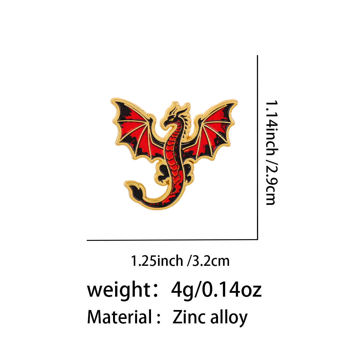Dragon Pin Made Of Zinc Alloy With Electroplated Finish