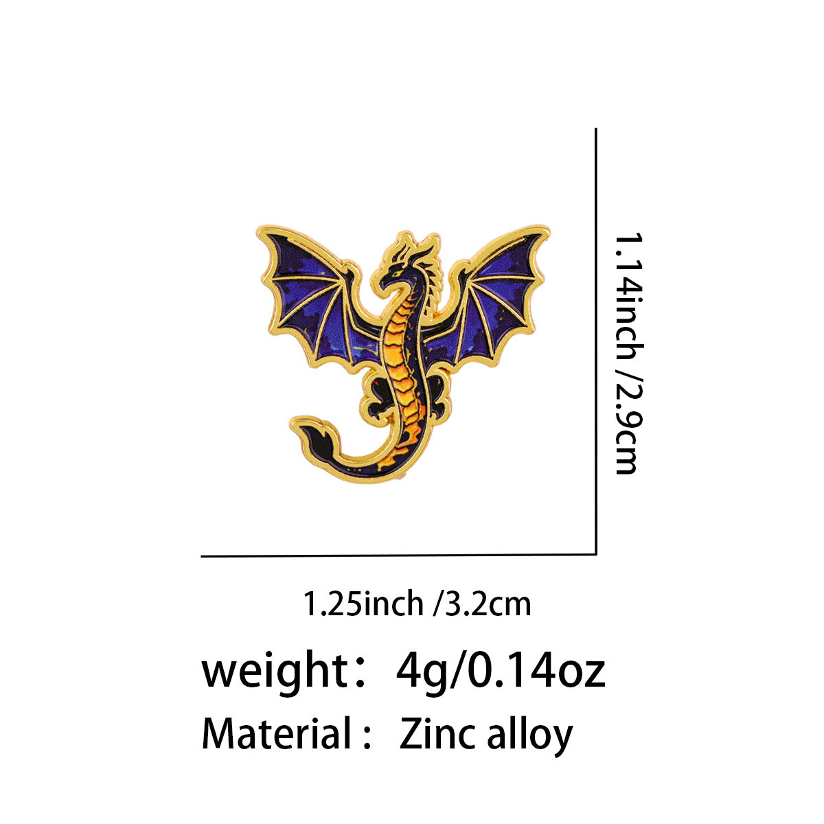Dragon Pin Made Of Zinc Alloy With Electroplated Finish