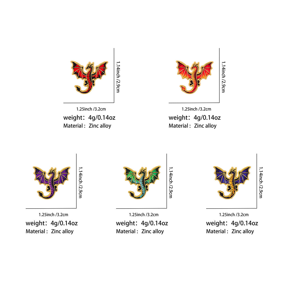 Dragon Pin Made Of Zinc Alloy With Electroplated Finish