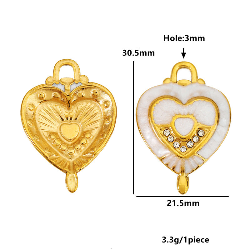 Heart Shape Pendant In 304 Stainless Steel With 18K Real Gold Plated PVD Coating And Rhinestone Inlay