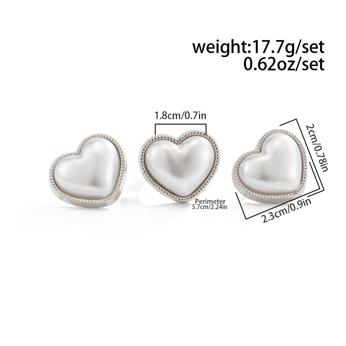 Heart Shape Stud Earrings In New Style With 304 Stainless Steel Pins, Zinc Alloy Base, And White K Electroplated Finish For Women