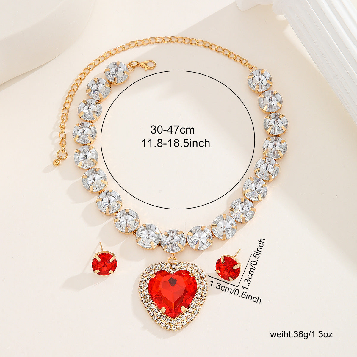 Exaggerated Heart Shape Jewelry Set For Women With Rhinestones And Acrylic Material, 1 Set