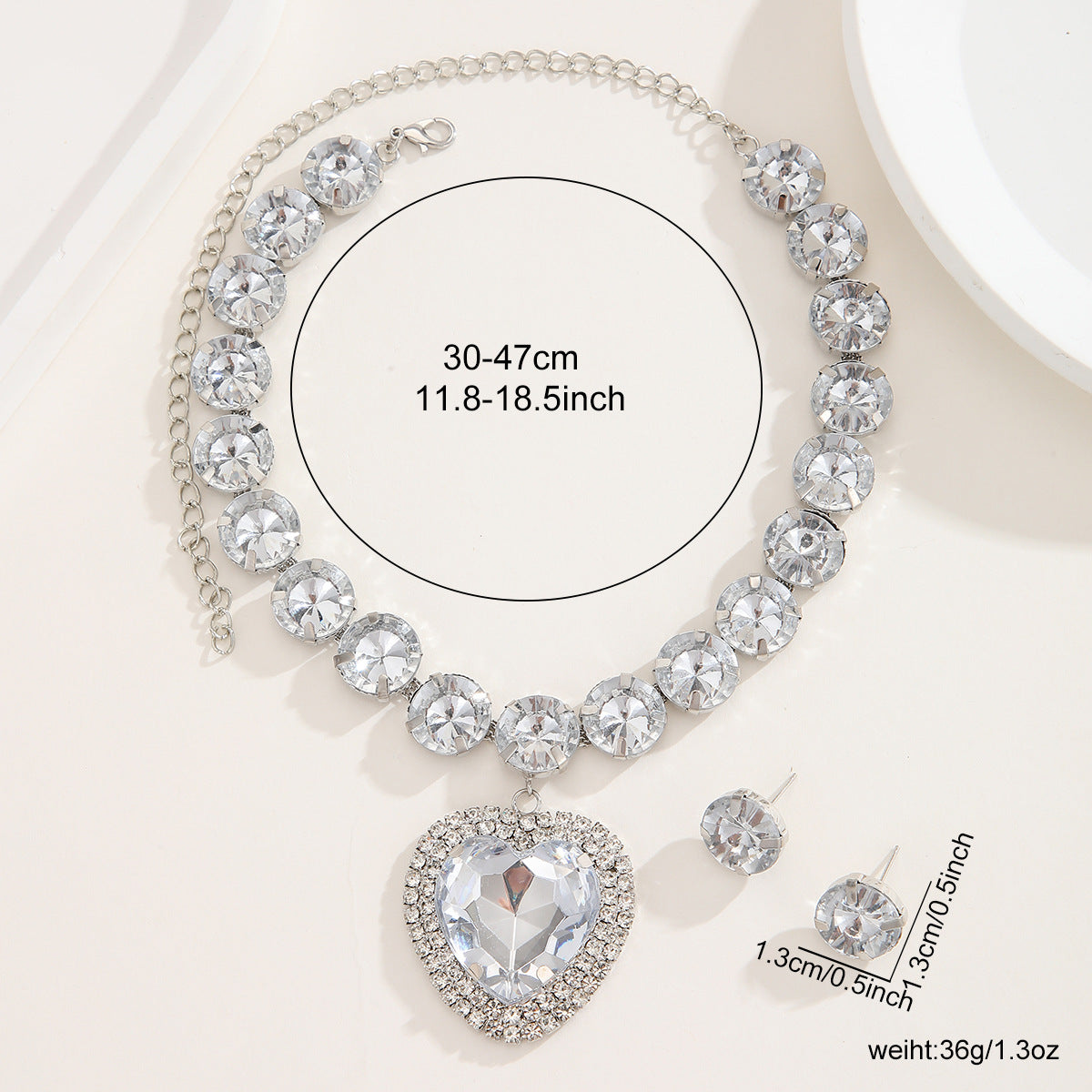 Exaggerated Heart Shape Jewelry Set For Women With Rhinestones And Acrylic Material, 1 Set