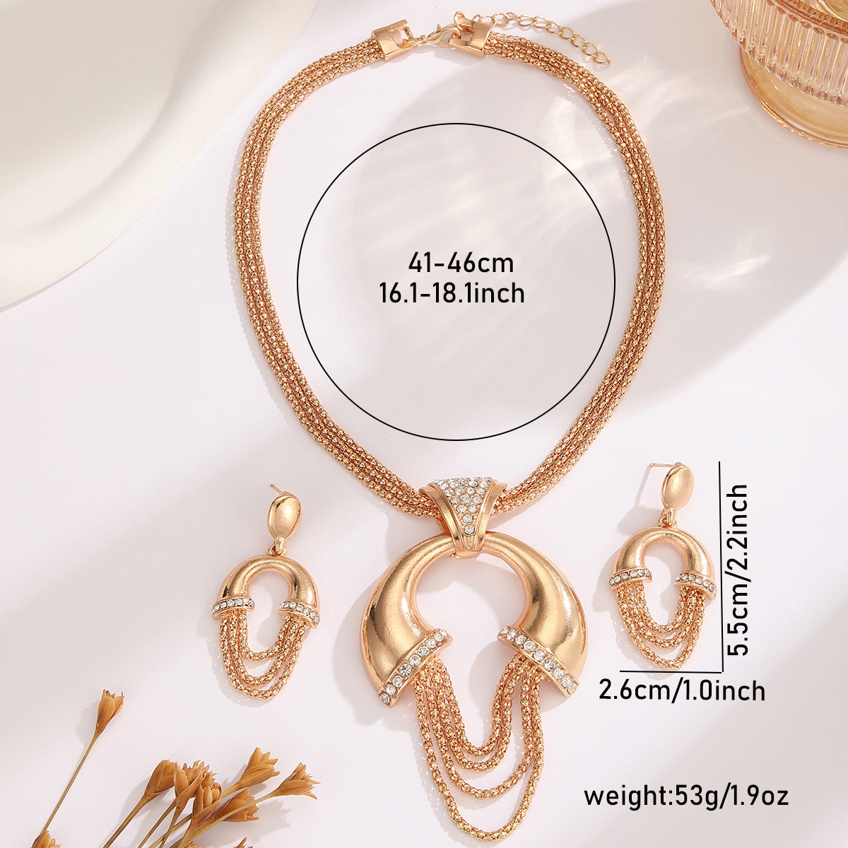 Exaggerated Anchor Tassel Necklace For Women With Electroplated Alloy And Rhinestone Inlay