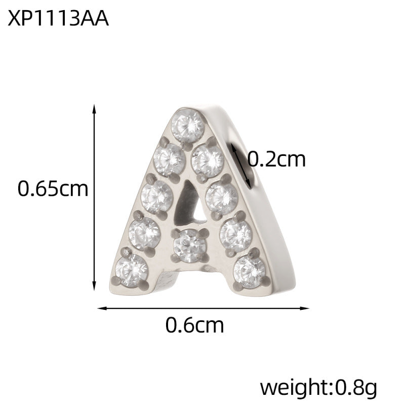 Letter Pendant In 304 Stainless Steel With Zircon Inlay, Featuring Inlay Craftsmanship For Commute Jewelry Accessories