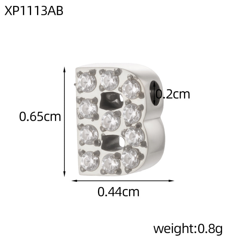 Letter Pendant In 304 Stainless Steel With Zircon Inlay, Featuring Inlay Craftsmanship For Commute Jewelry Accessories
