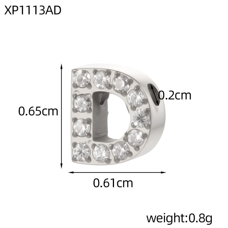 Letter Pendant In 304 Stainless Steel With Zircon Inlay, Featuring Inlay Craftsmanship For Commute Jewelry Accessories