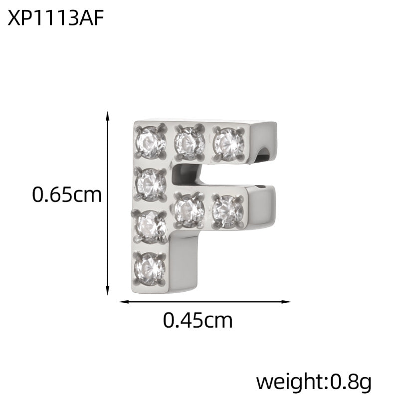 Letter Pendant In 304 Stainless Steel With Zircon Inlay, Featuring Inlay Craftsmanship For Commute Jewelry Accessories