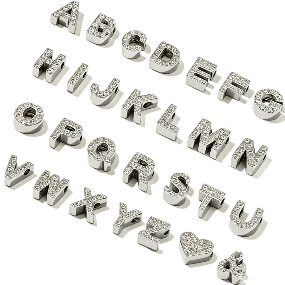 Letter Pendant In 304 Stainless Steel With Zircon Inlay, Featuring Inlay Craftsmanship For Commute Jewelry Accessories