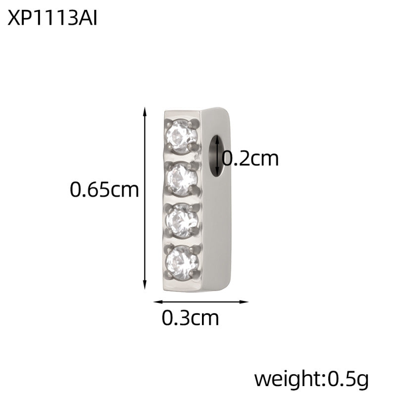 Letter Pendant In 304 Stainless Steel With Zircon Inlay, Featuring Inlay Craftsmanship For Commute Jewelry Accessories